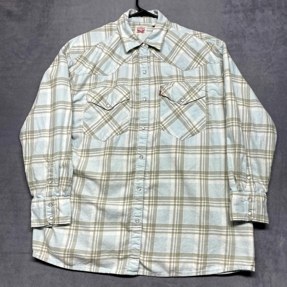 Levi's Western Shirt Men's Large Multicolor Plaid 100% Cotton Cowboy Snap Up - Picture 1 of 10